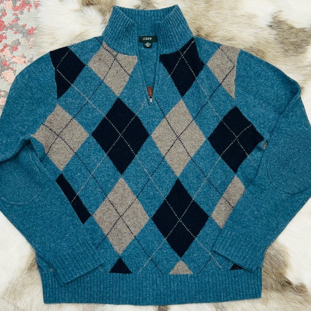 Vintage J.Crew Men’s Large Lambs Wool Half Zip Sweater